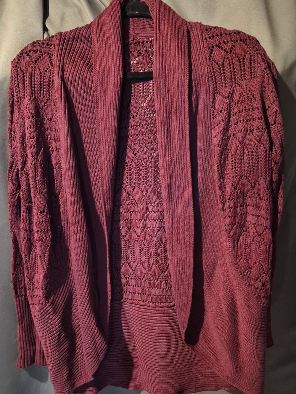 Women’s Open-Front Knit Cardigan Sweater - Deep Berry